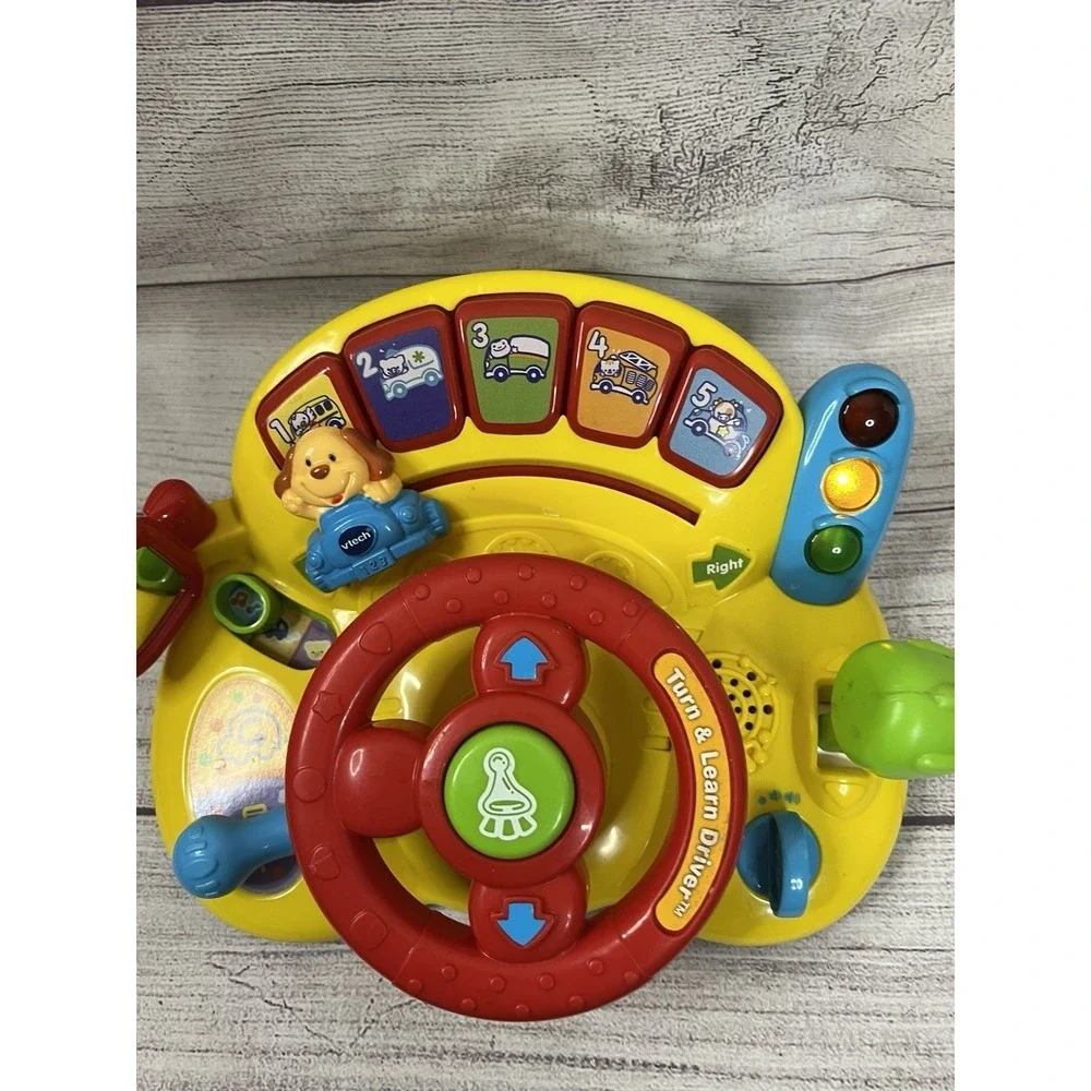 Kids VTech Turn & Learn Driver Wheel Yellow‎ Learning Toy w/Lights & Sounds